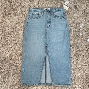 Abercrombie & Fitch Blue Denim Midi Skirt